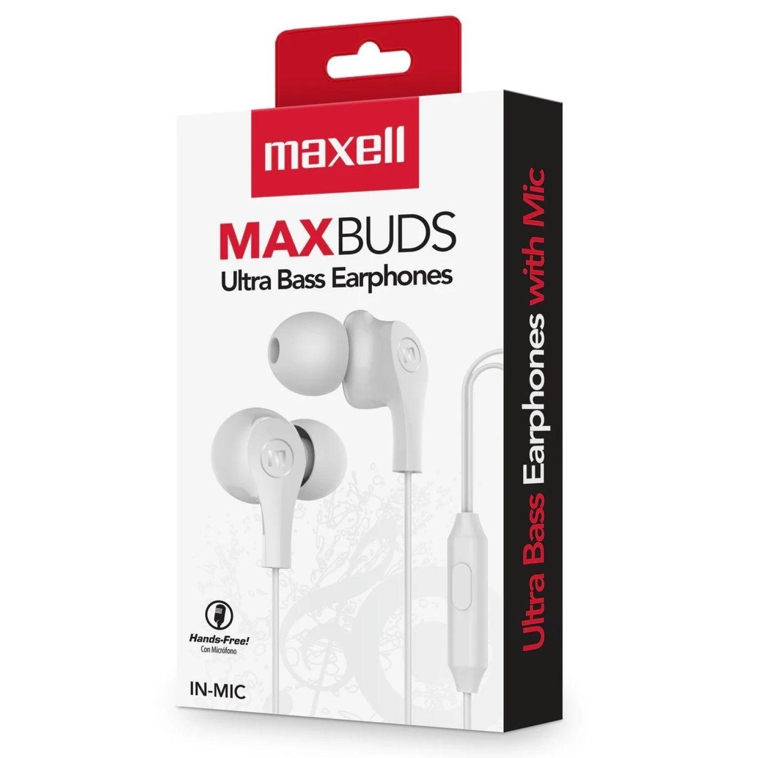 Audífonos Ultra Bass In-Mic 3.5mm Con Micrófono Maxell Blanco-2