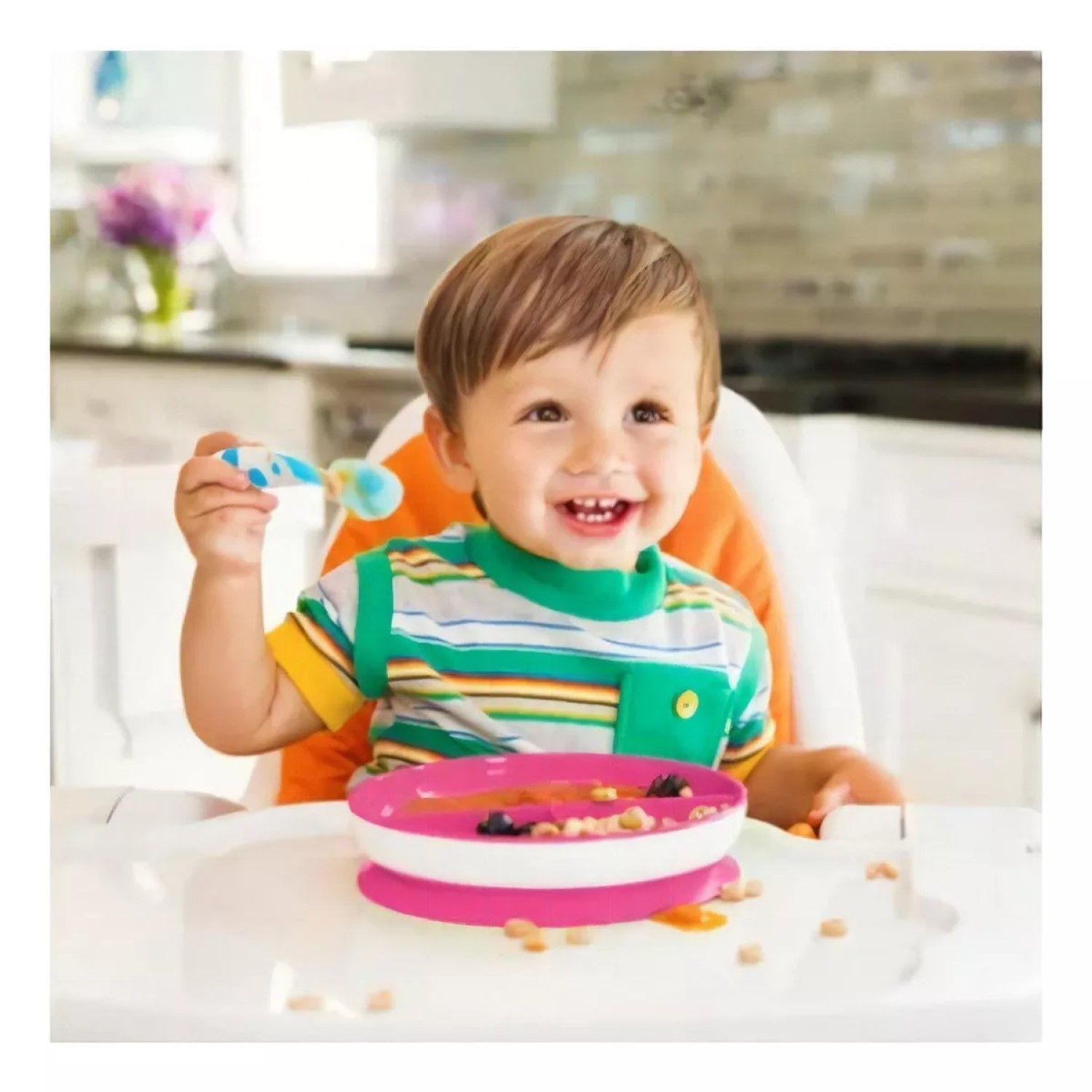 Plato Bebé con succión y División Stay Put Munchkin Rosa-3