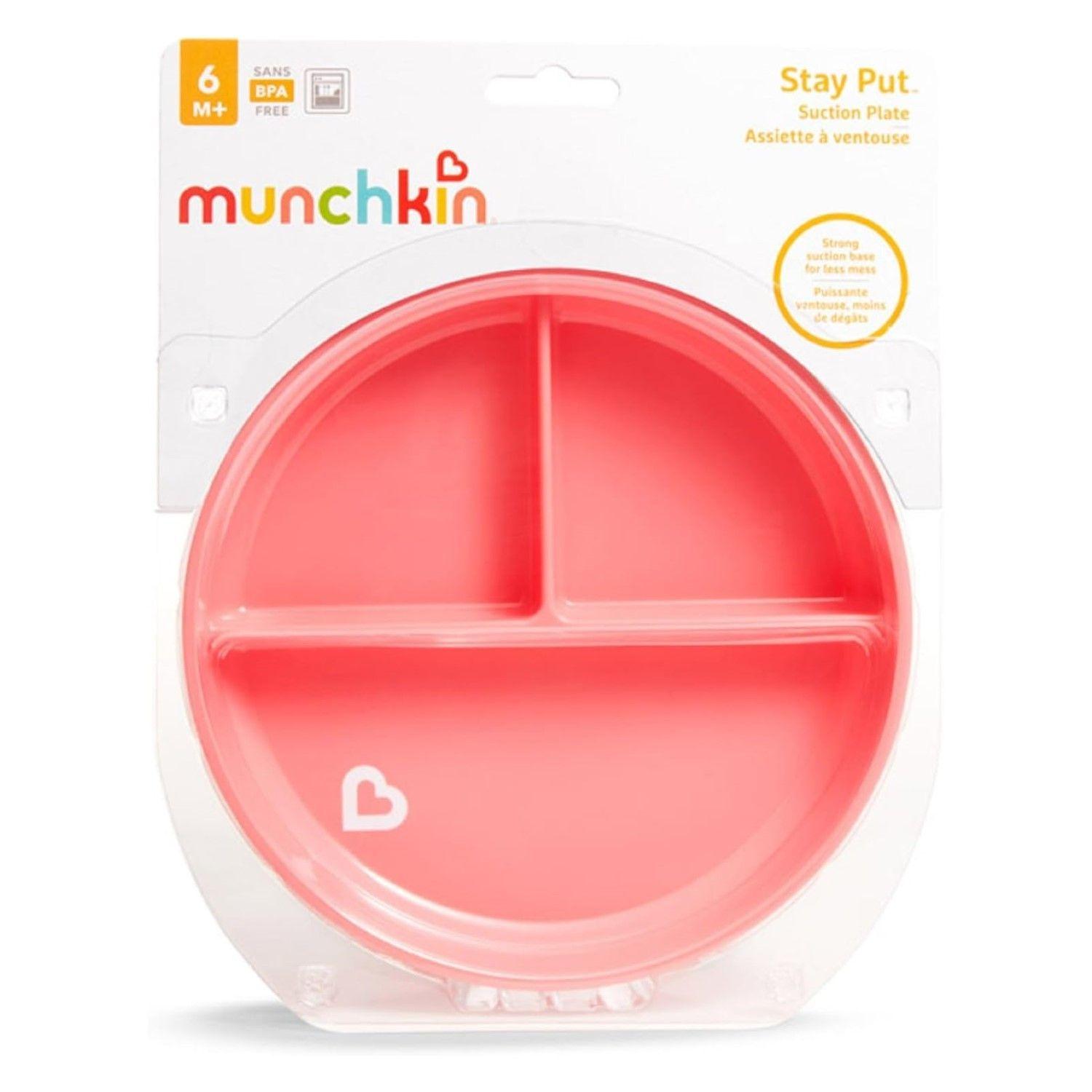 Plato Bebé con succión y División Stay Put Munchkin Rosa-4