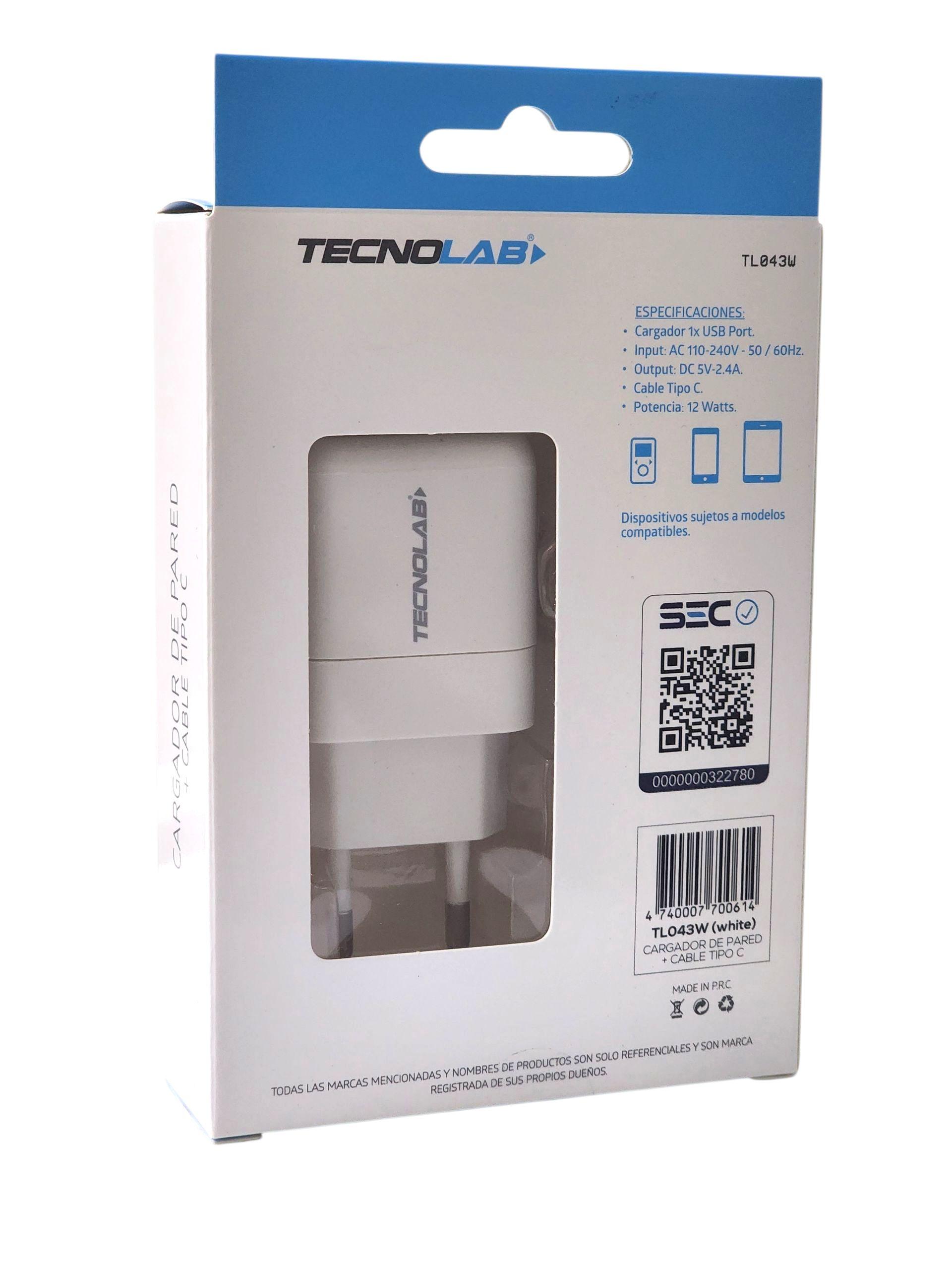 Cargador de Pared 12W + Cable USB a USB-C TL043W Tecnolab-3
