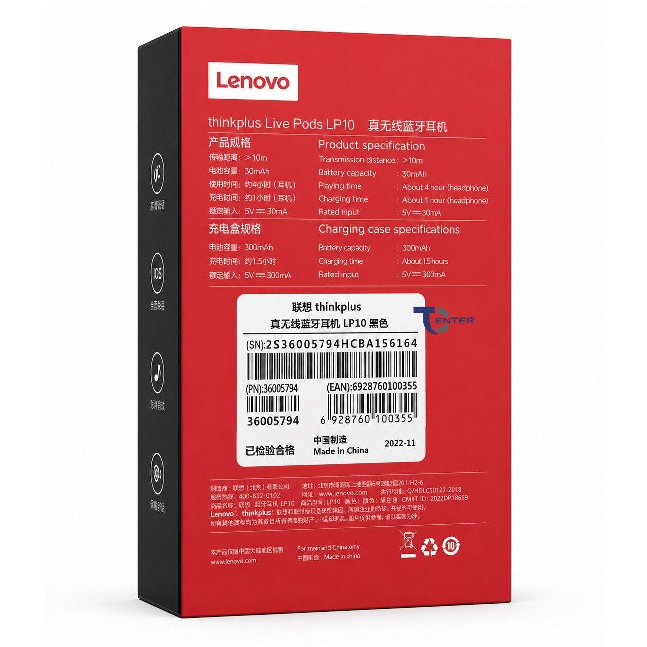 Audífonos Bt Lenovo ThinkPlus LivePods LP10 Negros-4