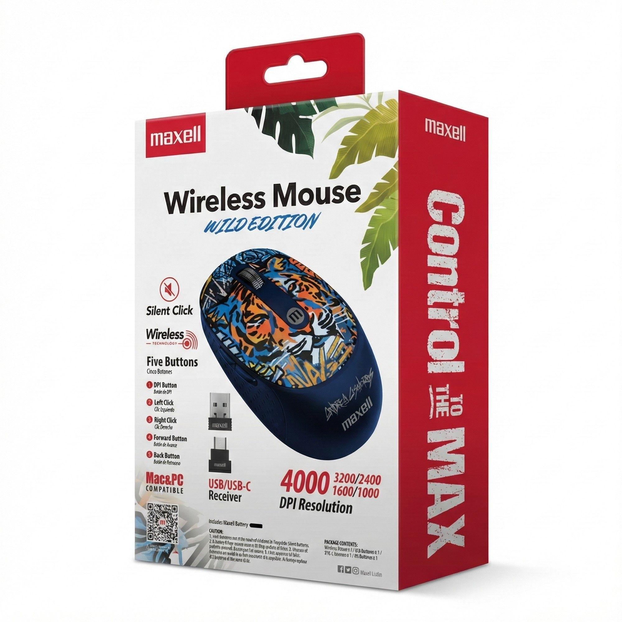 Mouse Inalámbrico Maxell Wild Tigre 4000dpi Usb/usb-c-3