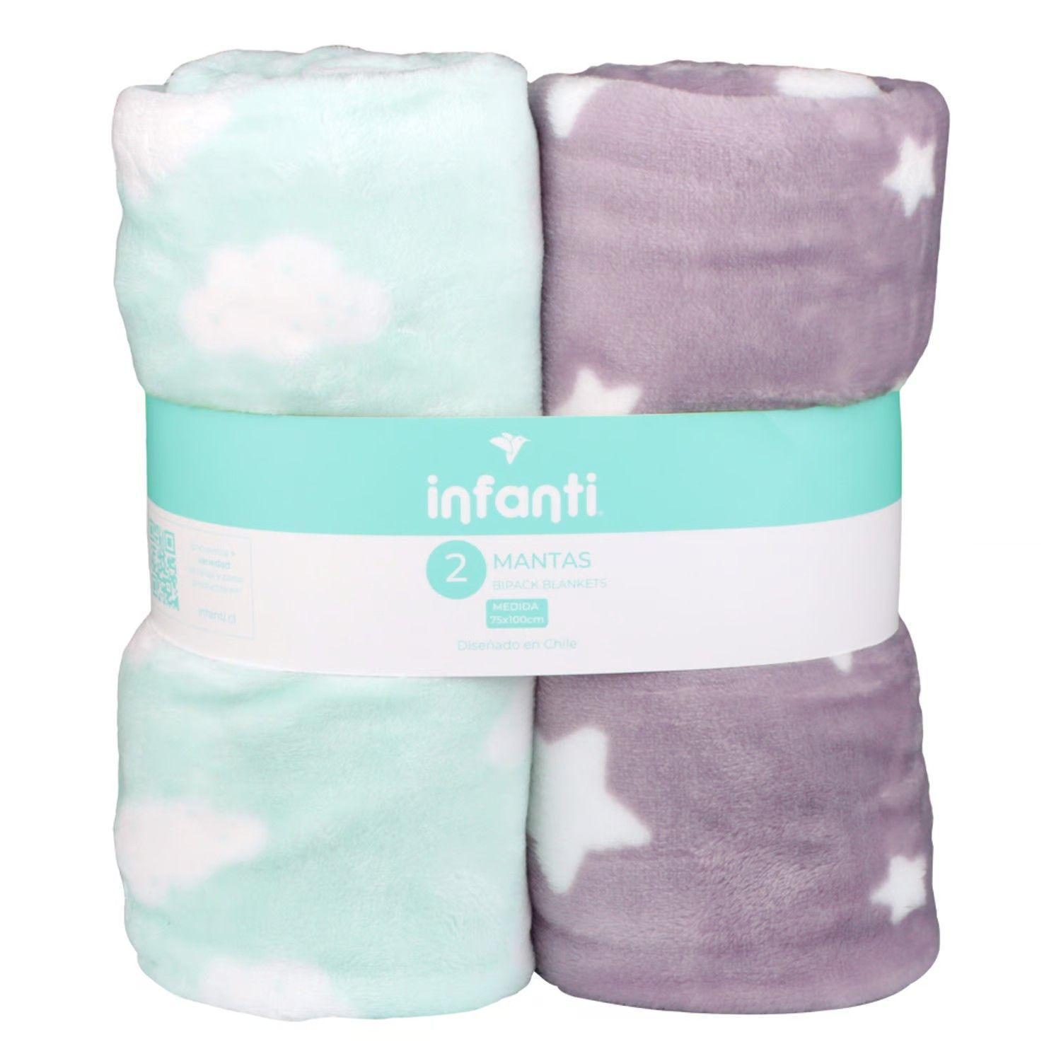 Pack 2 Mantas Bebe Unisex Infanti Verde/Gris-0