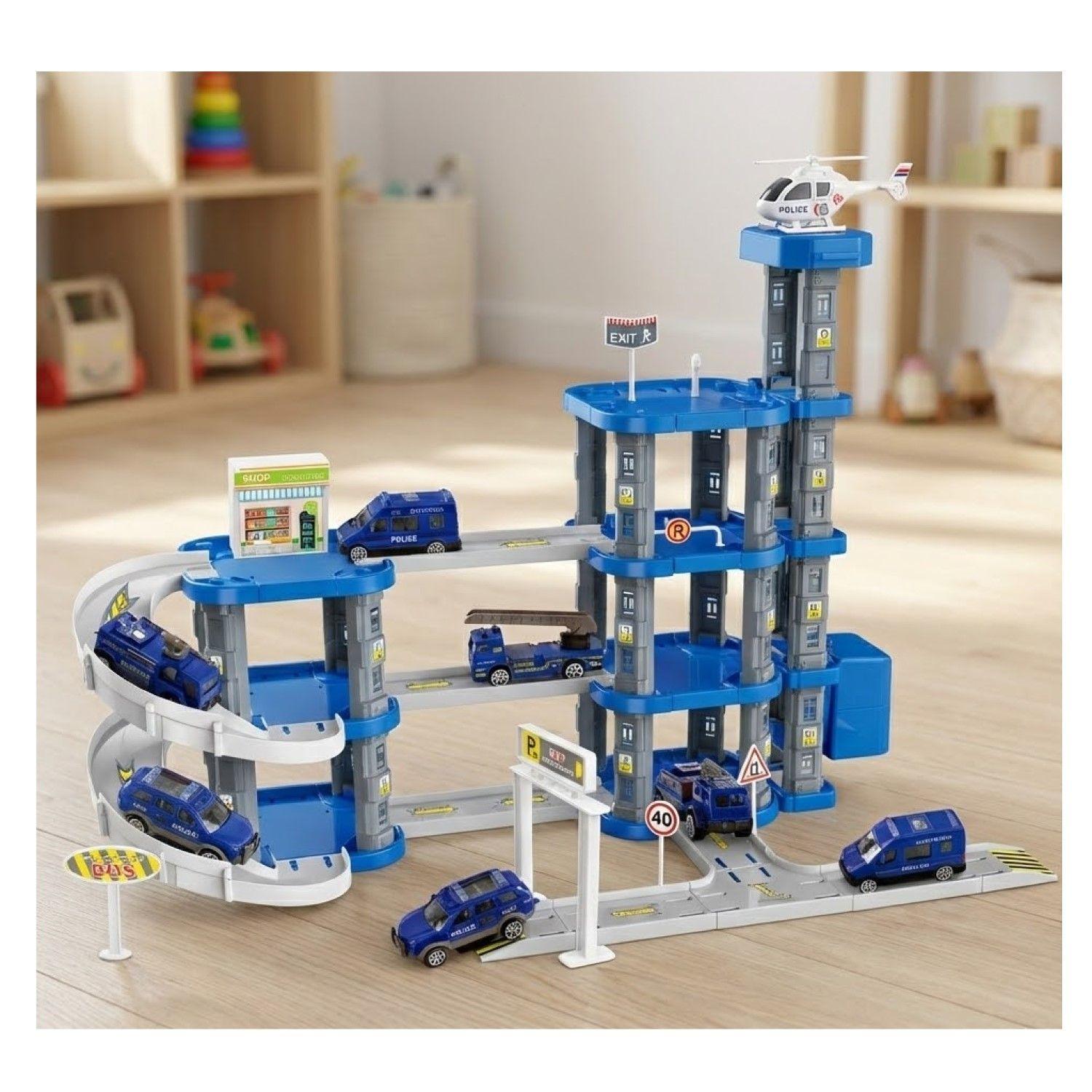 Set Armable Pista Autos 3 Niveles Garaje de Policía DBG1703-3