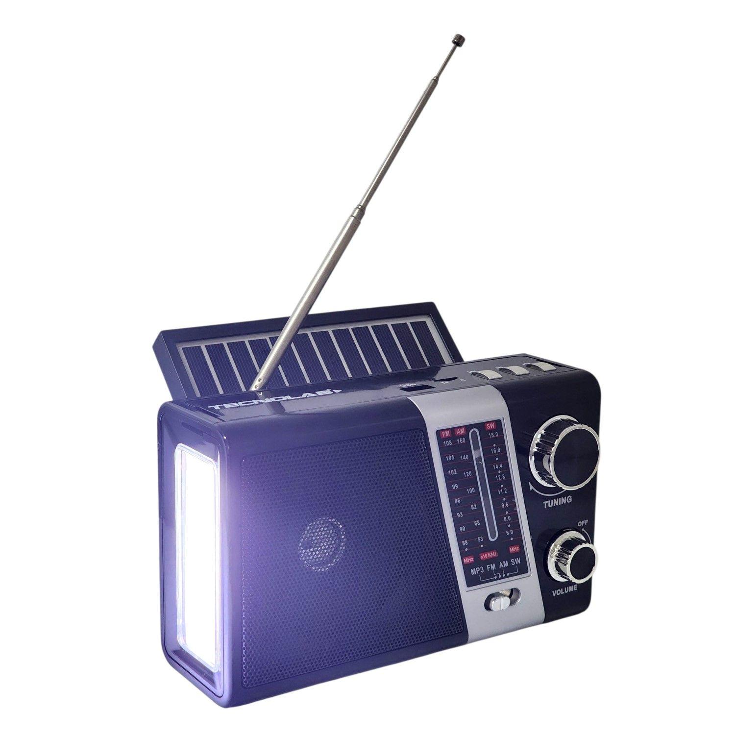 Radio Portátil AM FM SW Solar Band 3 LED USB TL635 Tecnolab-2