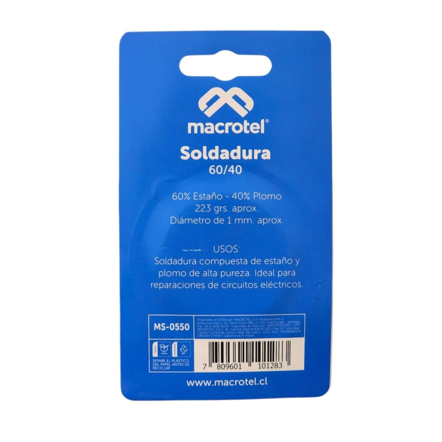Soldadura 60/40 1mm 223g Electrónica MS-0550 Macrotel-2