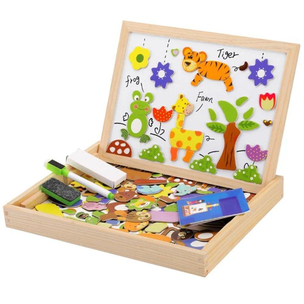 Juguete Pizarra Magnética 2 en 1 Didáctico Madera 109 pcs-0