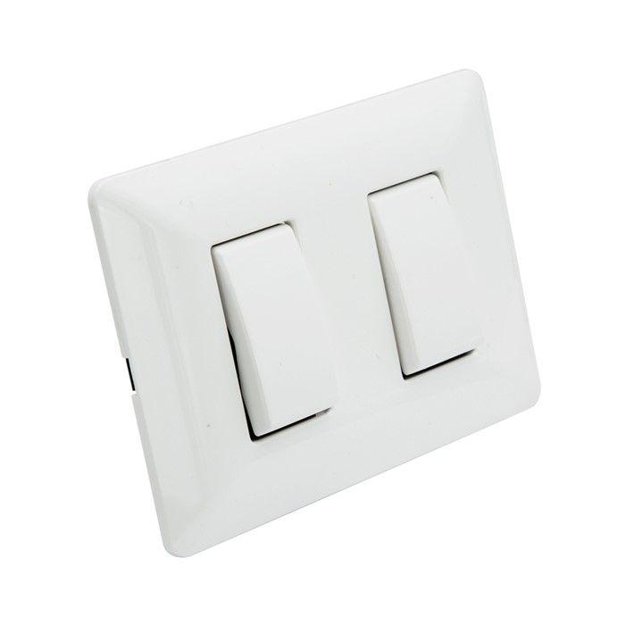 Interruptor Doble Pared Muro 250v 10a Philco Blanco-0