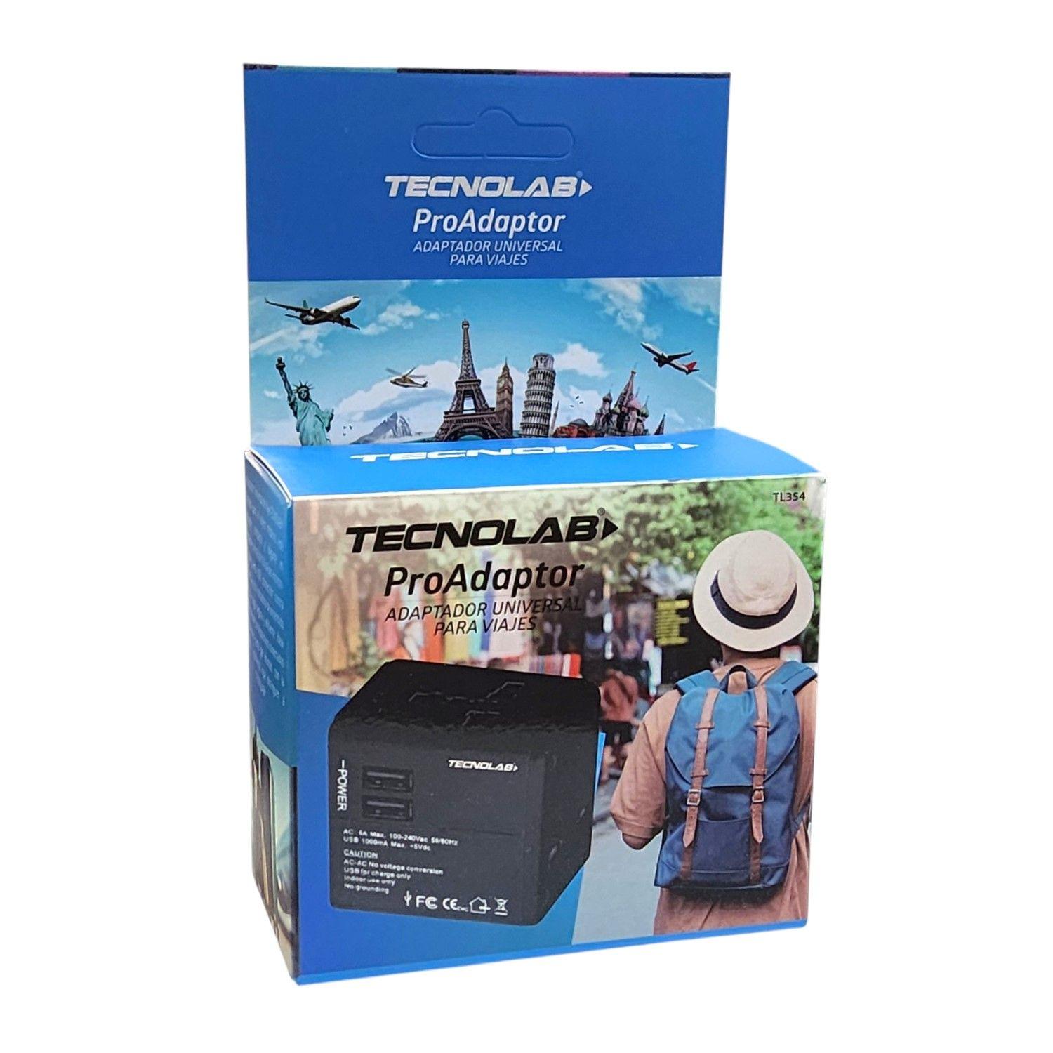 Adaptador Universal De Viaje 2 Usb ProAdaptor TL354 Tecnolab-7