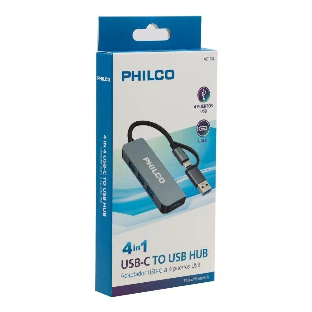 Hub USB Philco 4 En 1 Tipo C A Usb 42184-3