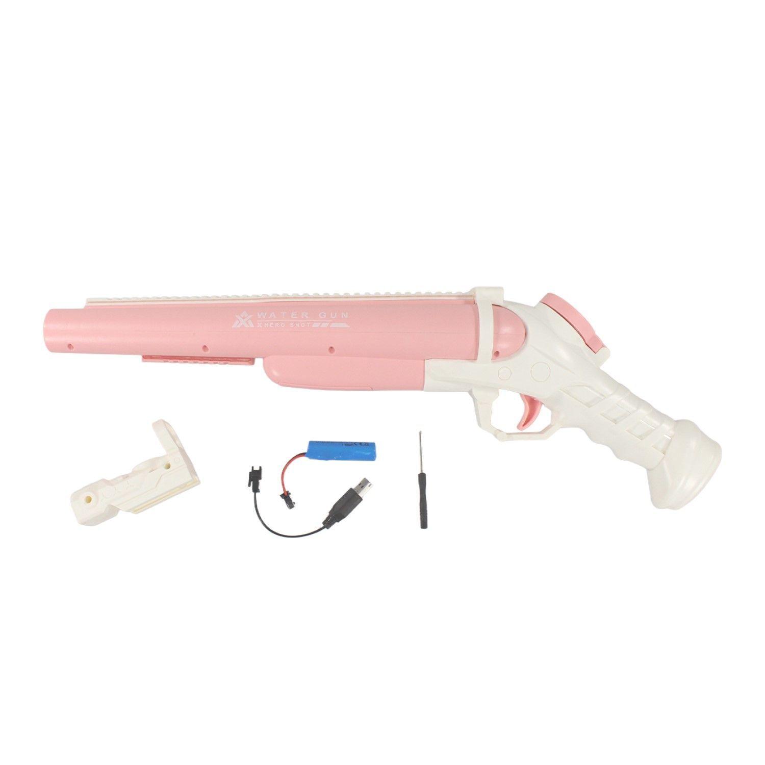 Juguete Pistola Lanza Agua Eléct Doble Cañon DBG1656P Rosa-3