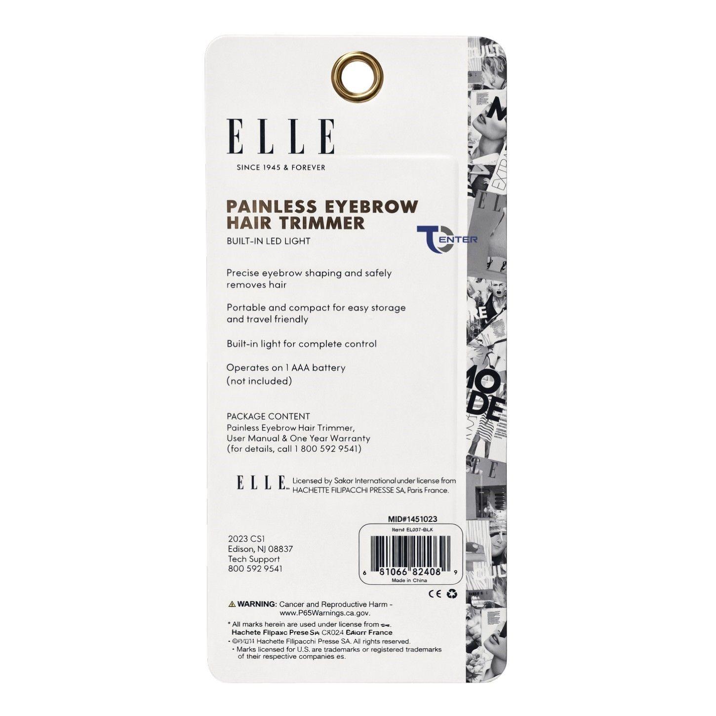 Perfilador de Cejas y Vellos ELLE EL037 Luz Led Negro-2