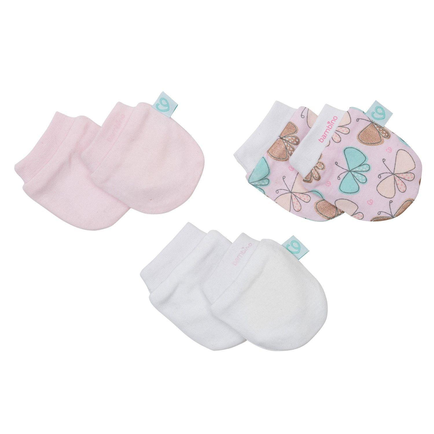 Pack 3 Mitones Para Bebe Bambino Rosado-1