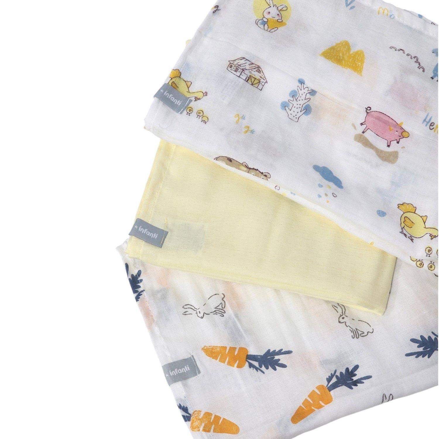 Pack 3 Tutos Bebe Algodón Amarillo 75x75cm Infanti-0