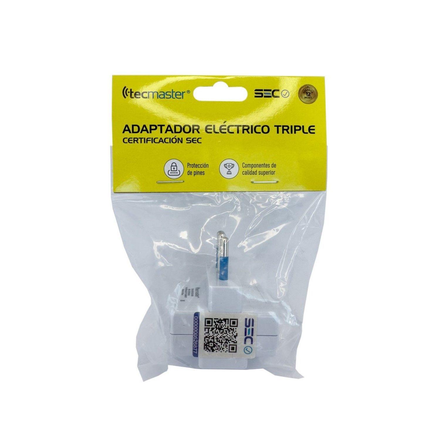 Enchufe Adaptador de pared 3 Tomas TM-800102wh Tecmaster -2