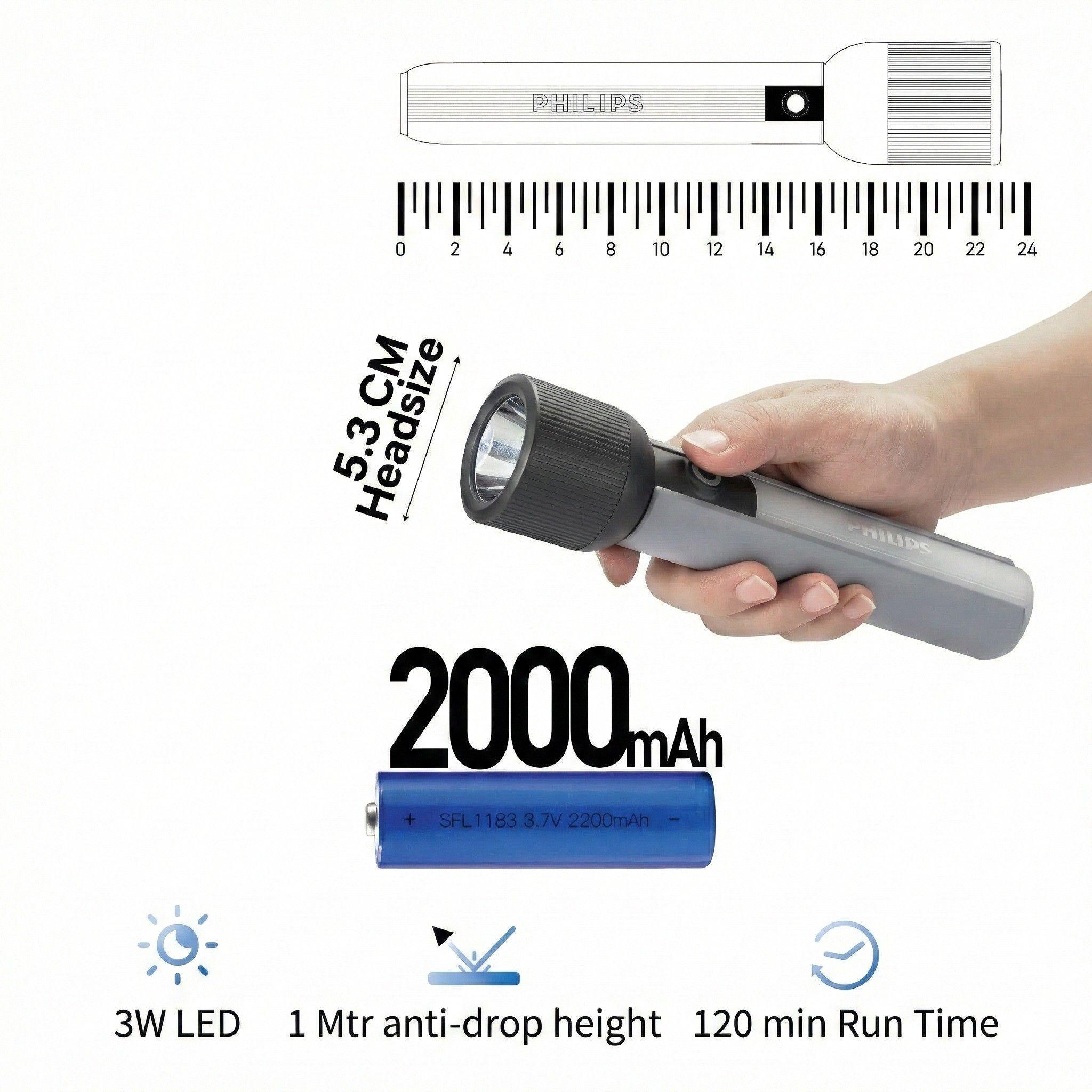 Linterna LED Recargable 400lm 3W SFL1183R/56 Philips-5
