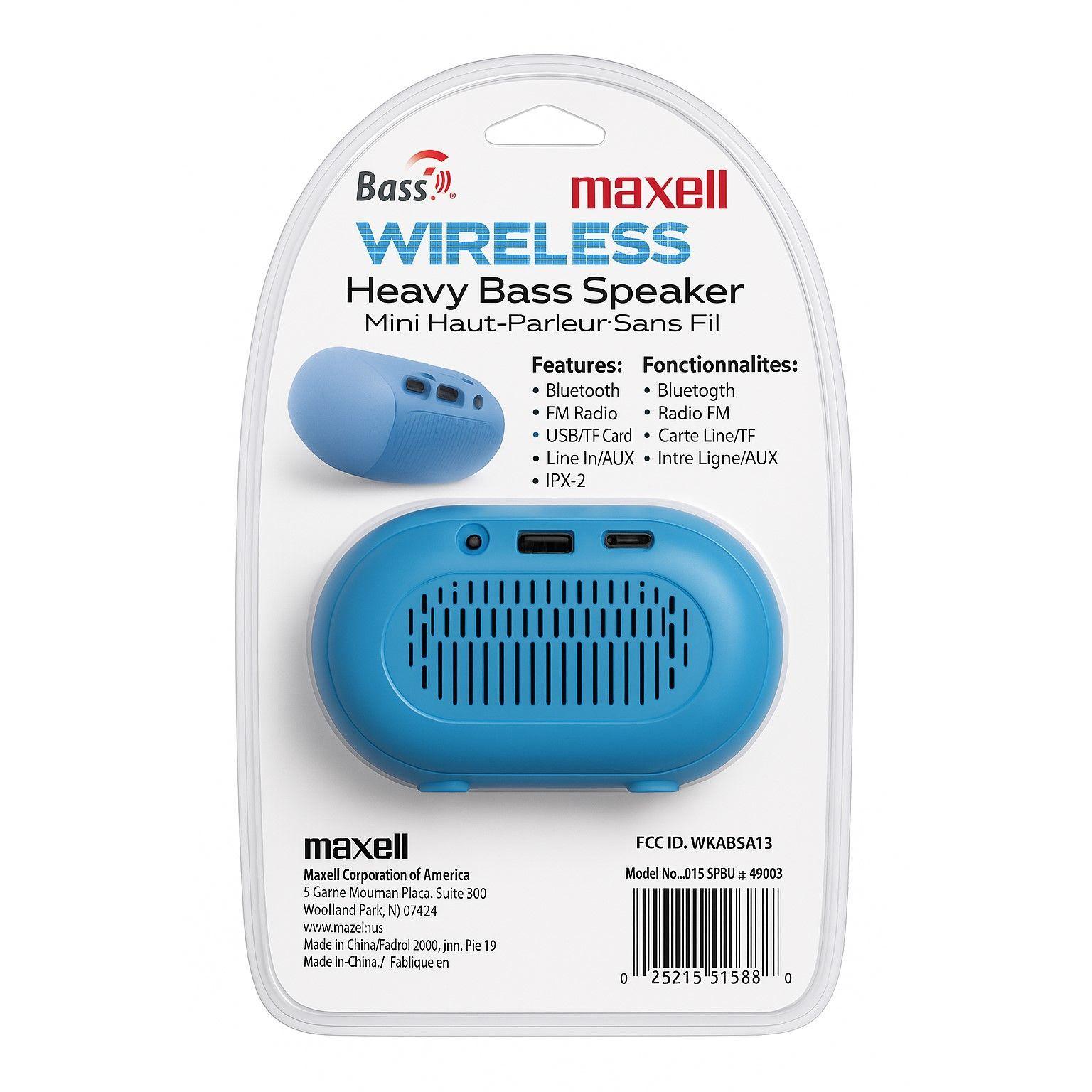 Parlante Maxell Bass13 Bluetooth Fm Radio Ipx-2 Azul-3