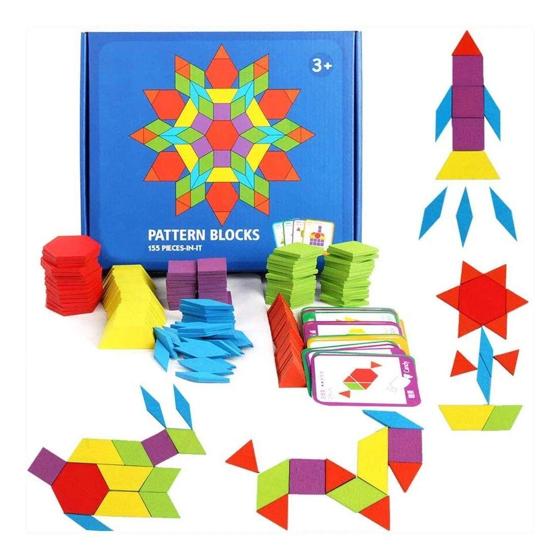 Juguete Didáctico Rompecabezas Tangram Madera 155 pcs-0