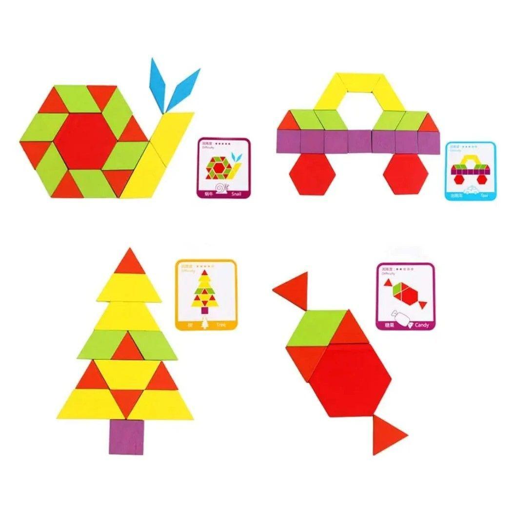 Juguete Didáctico Rompecabezas Tangram Madera 155 pcs-1