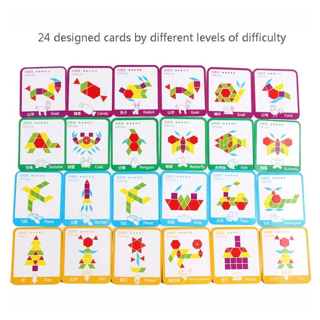 Juguete Didáctico Rompecabezas Tangram Madera 155 pcs-3