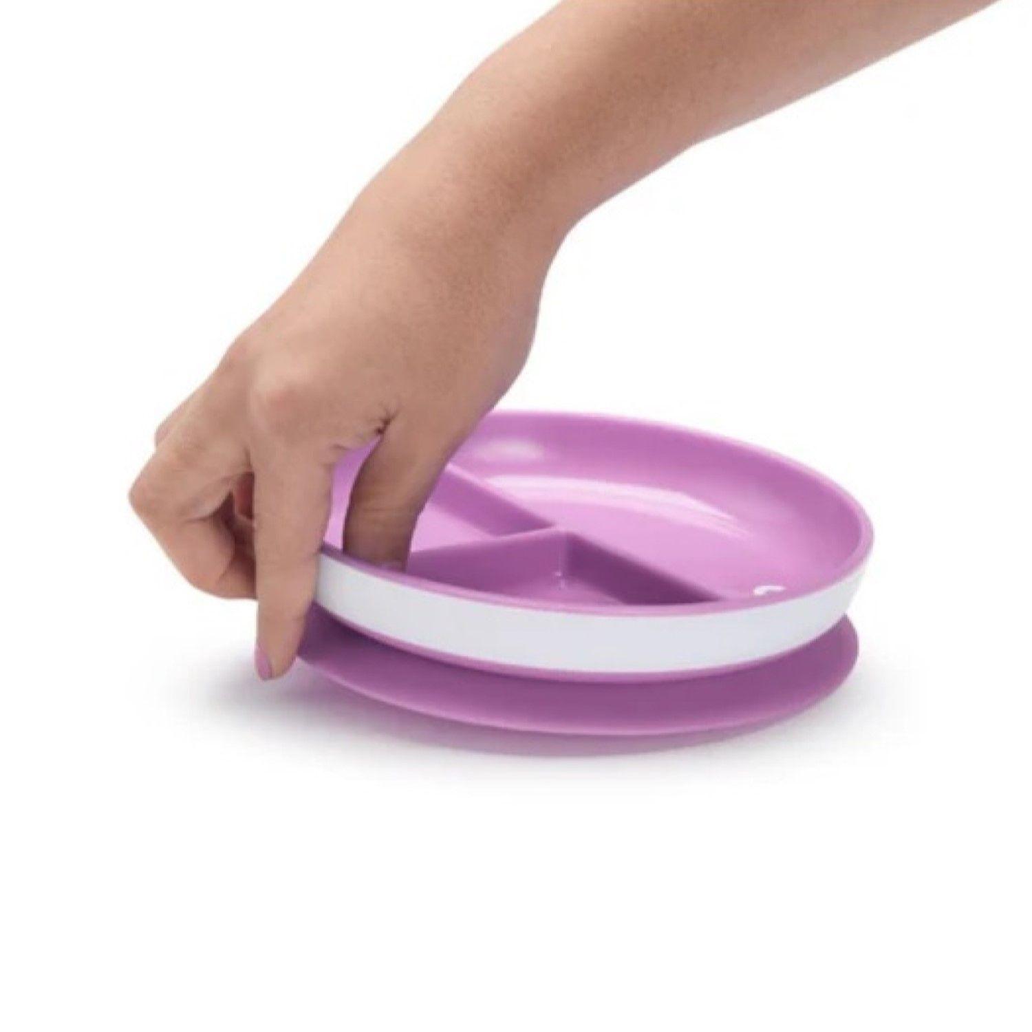Plato Bebé con succión y División Stay Put Munchkin Morado-2