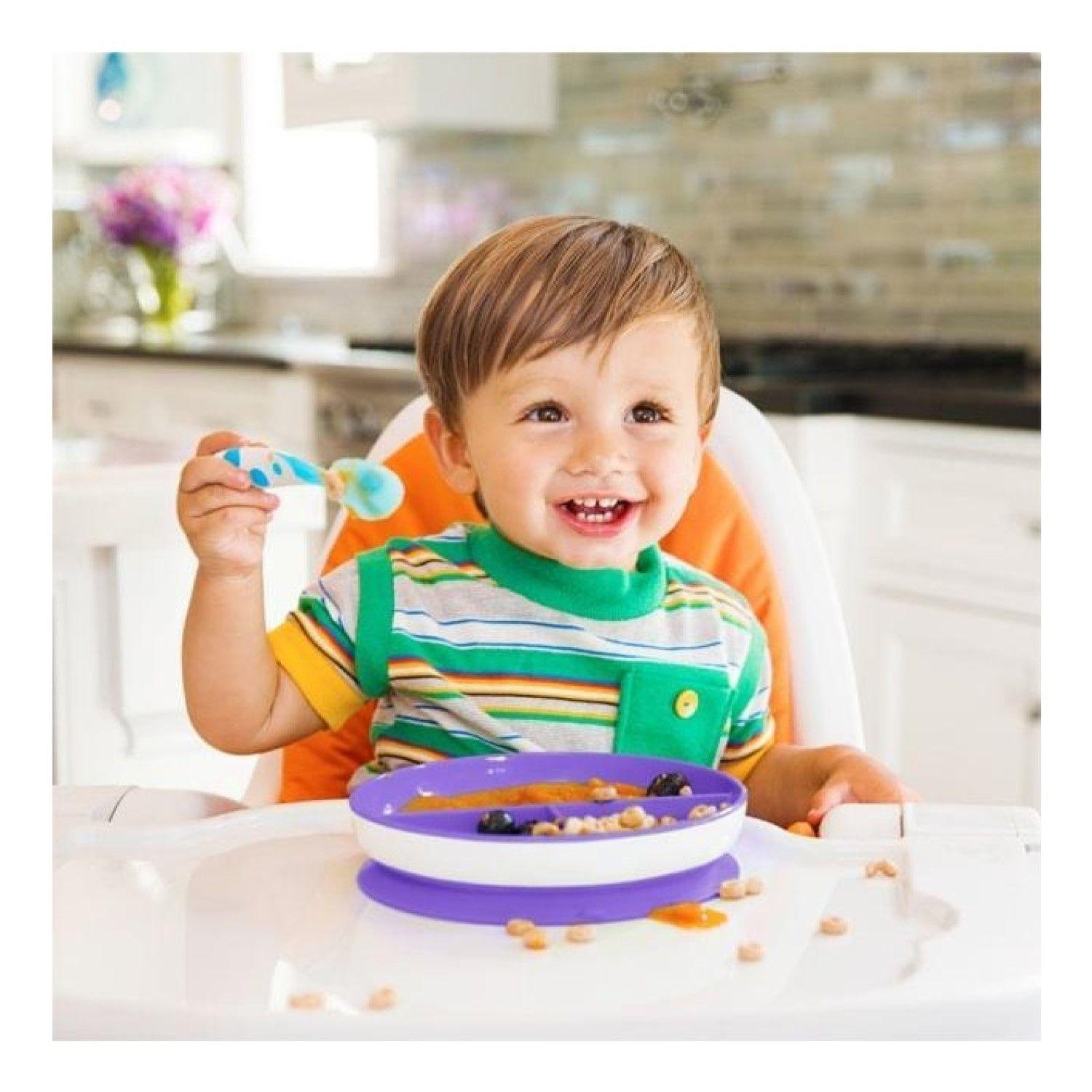 Plato Bebé con succión y División Stay Put Munchkin Morado-4