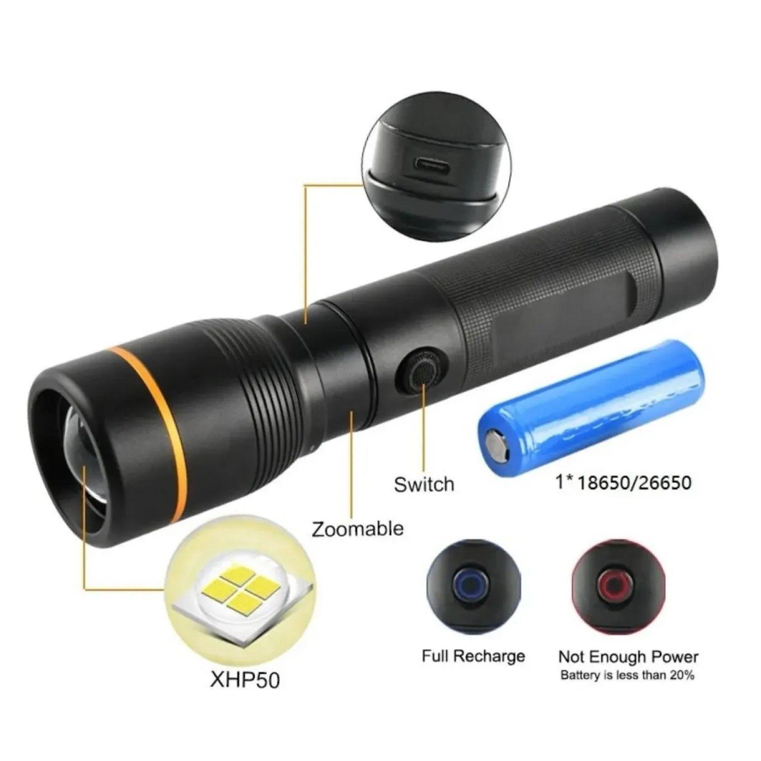 Linterna LED Táctica 1600lm Recargable LB-FL8032 Macrotel-4