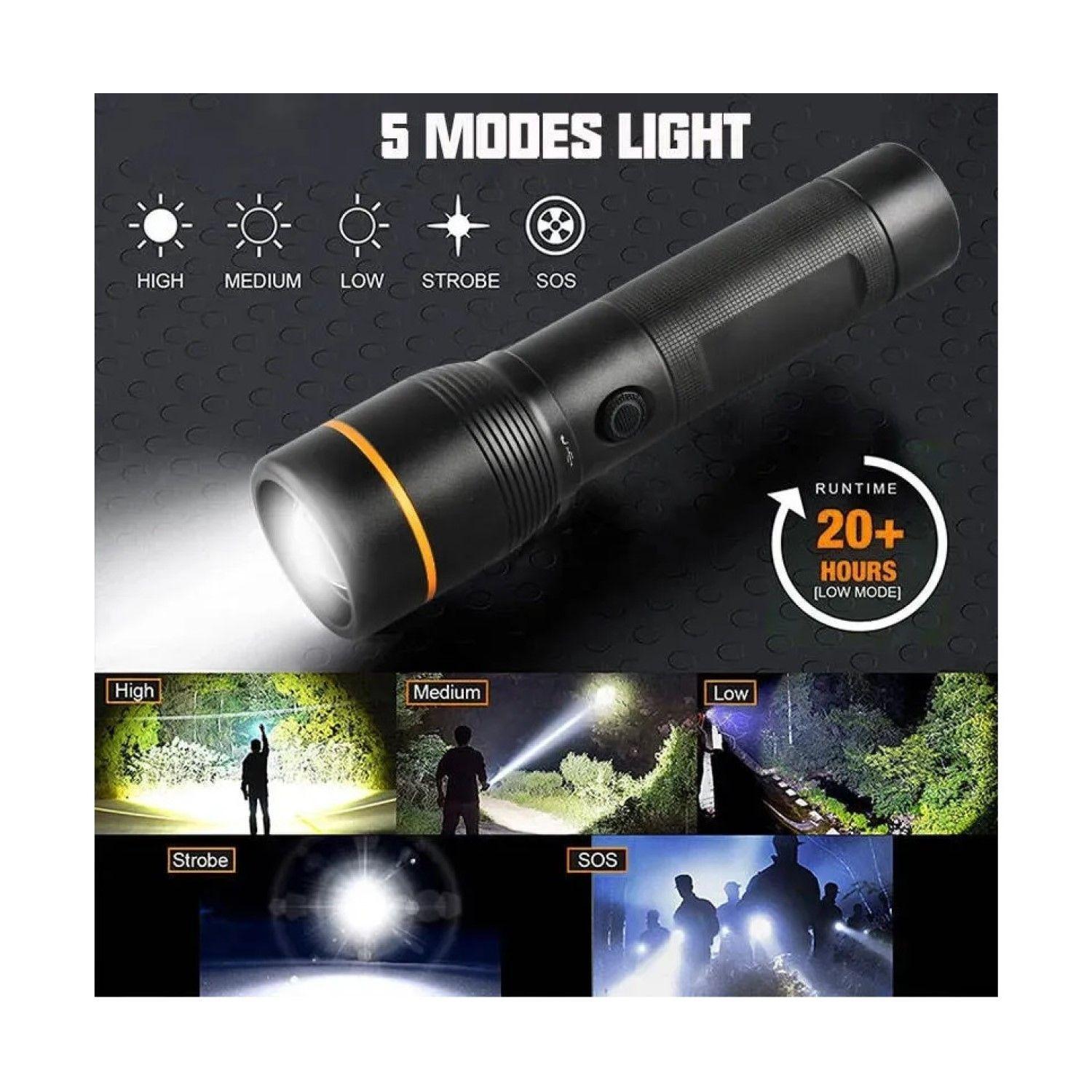 Linterna LED Táctica 1600lm Recargable LB-FL8032 Macrotel-5