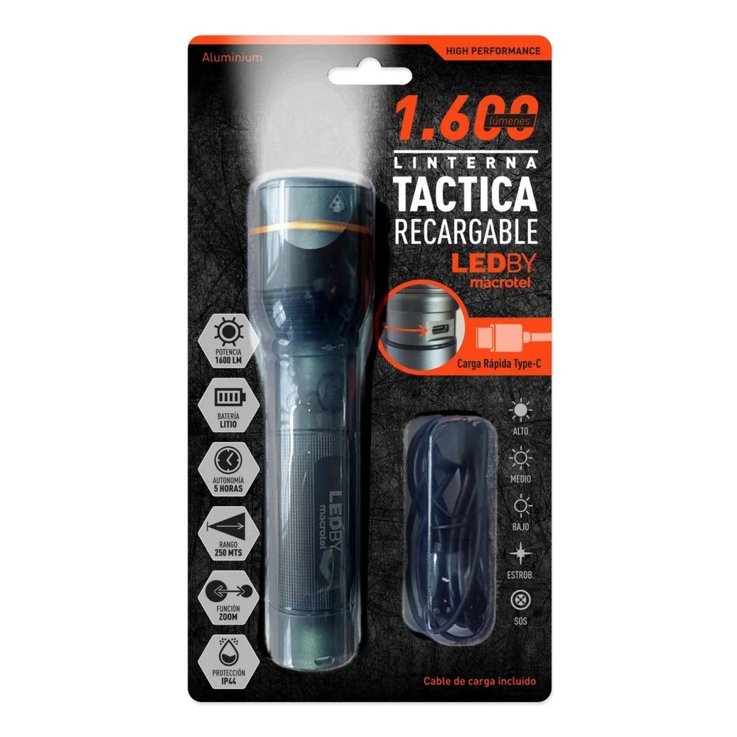 Linterna LED Táctica 1600lm Recargable LB-FL8032 Macrotel-6