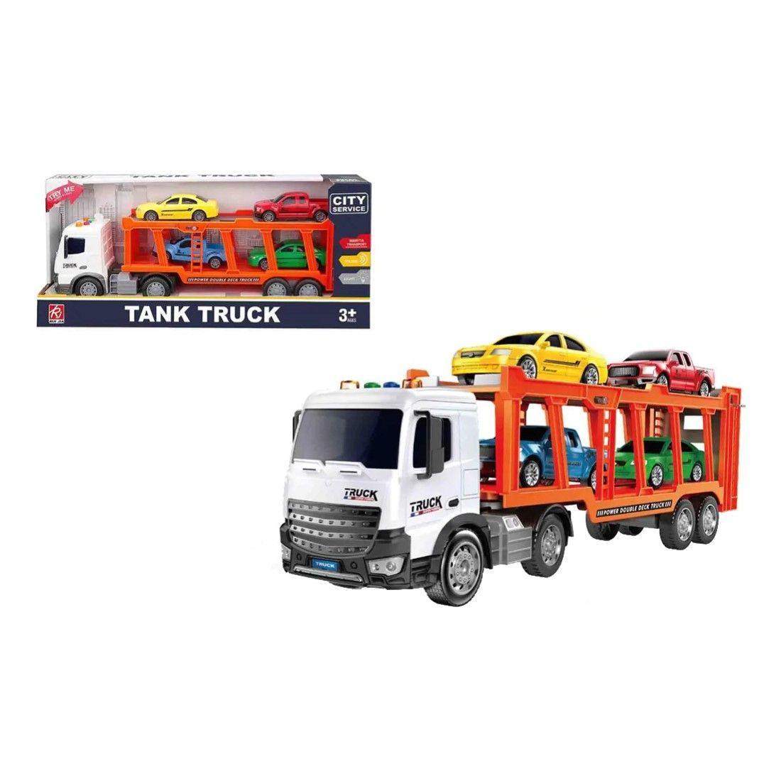 Juguete Camión de Remolque Con Luz y Sonido Con 4 Autos-1