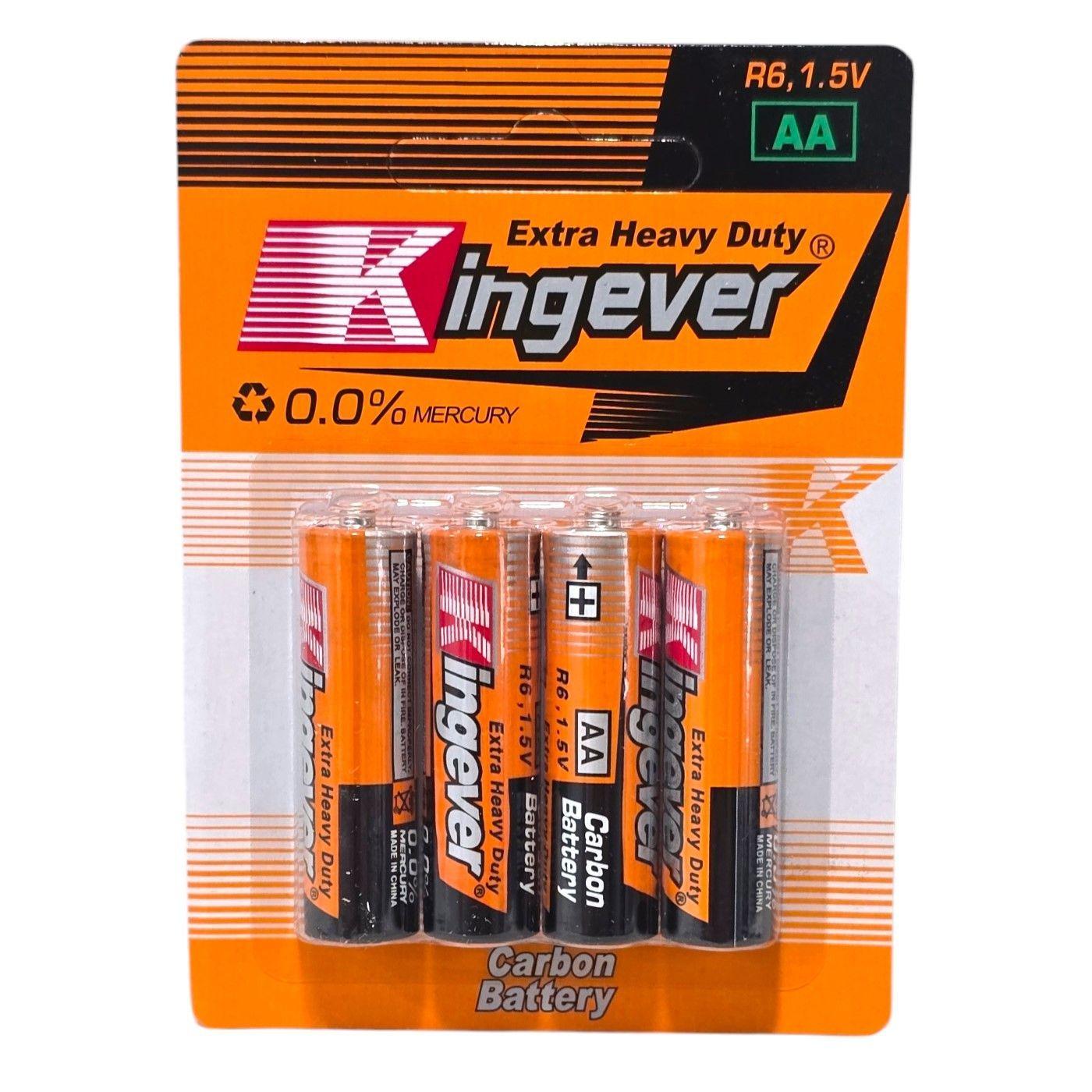 Pack 4 Pilas Kingever AA Carbon Battery R6-0