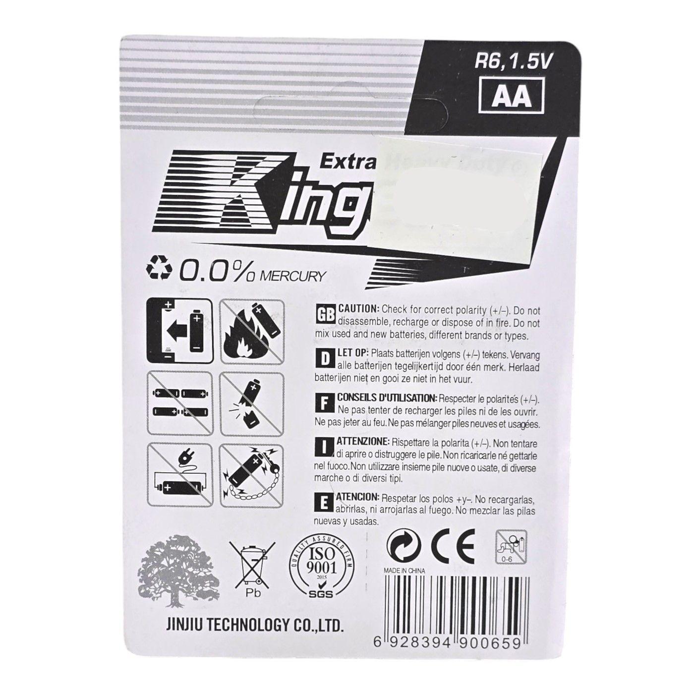 Pack 4 Pilas Kingever AA Carbon Battery R6-2