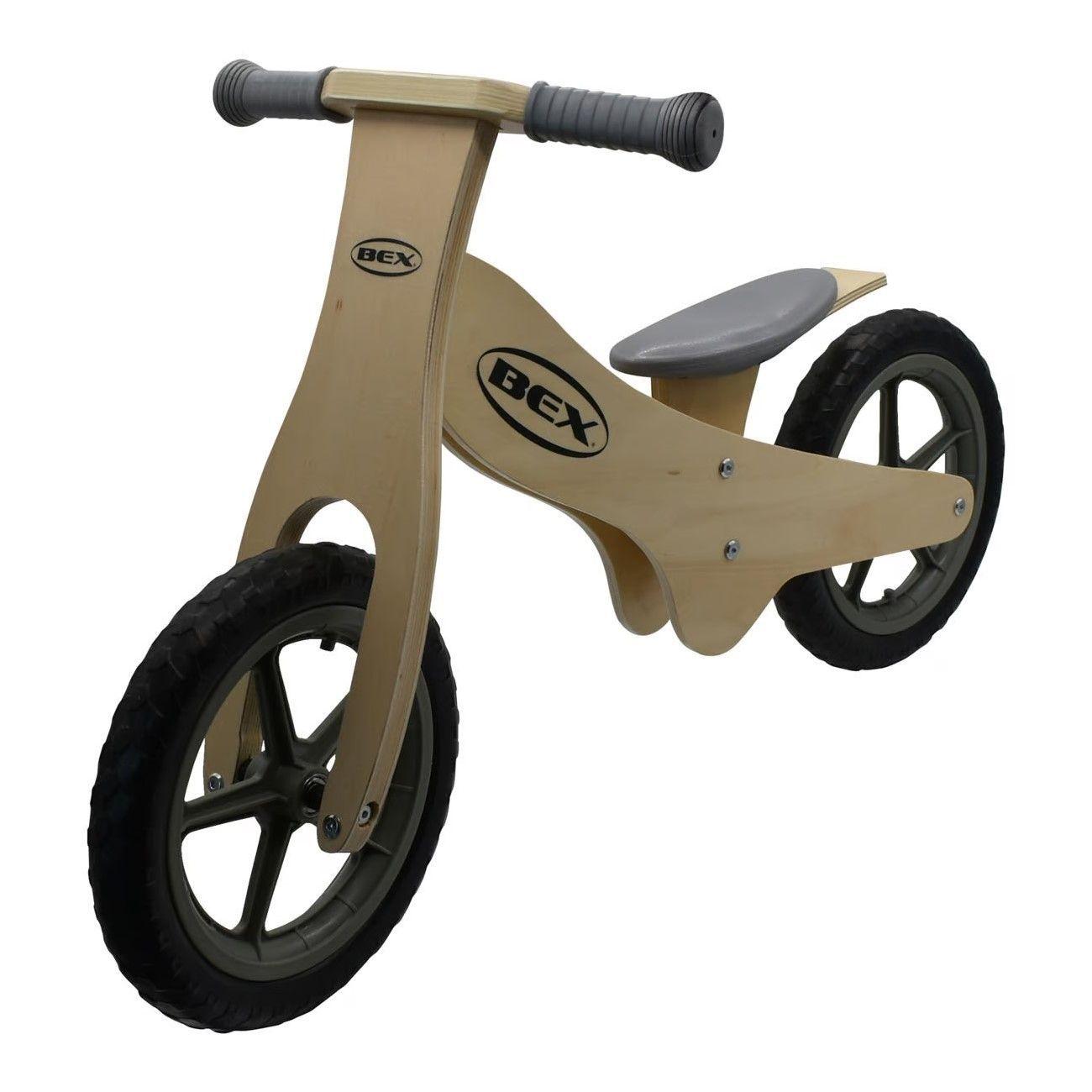 Bicicleta Madera Equilibrio Aprendizaje Sin Pedal Gris Bex-0