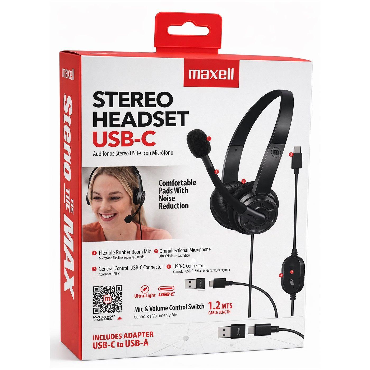 Audífonos Maxell USB-C/USB Con Micrófono HS-HMIC-3