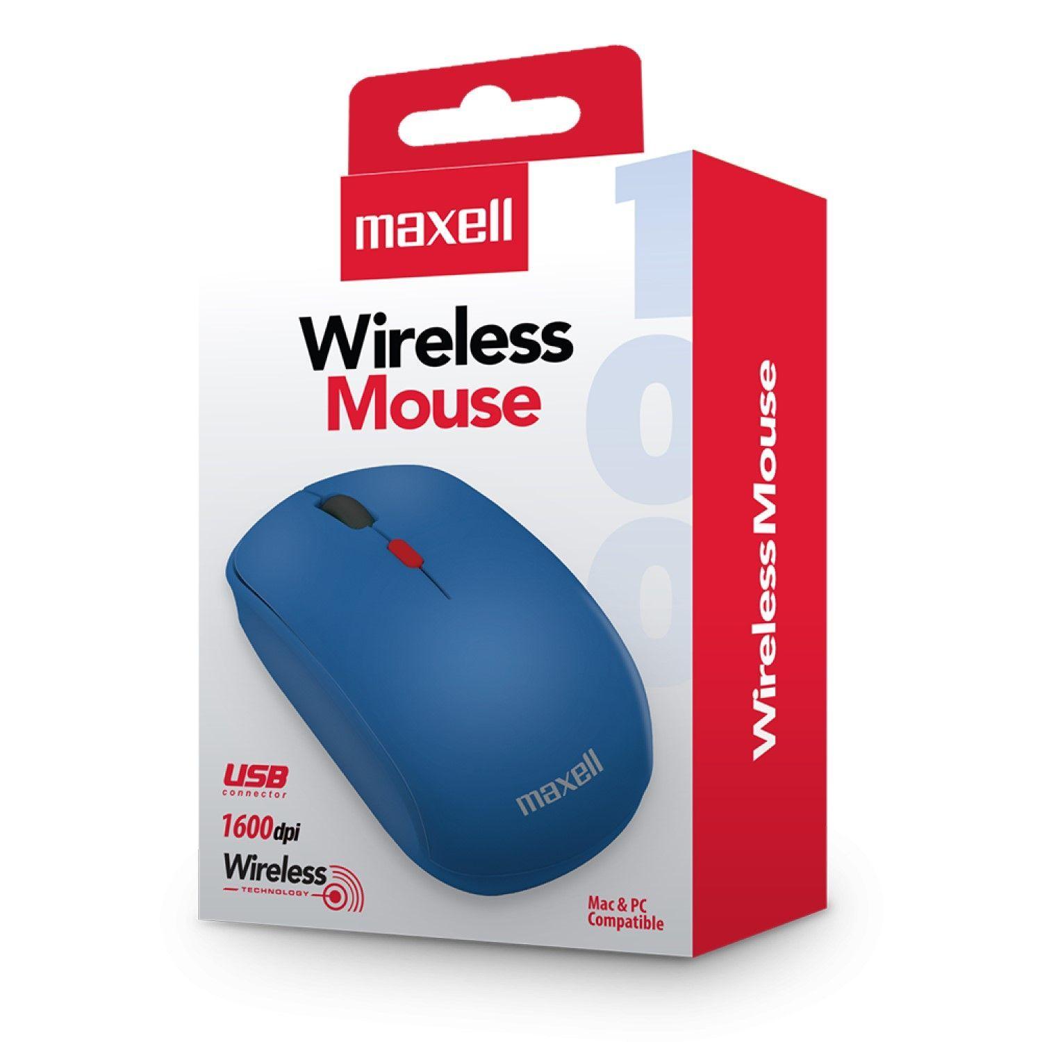 Mouse Inalámbrico Ergonómico 1600 DPI MOWL-100 Maxell Azul-2