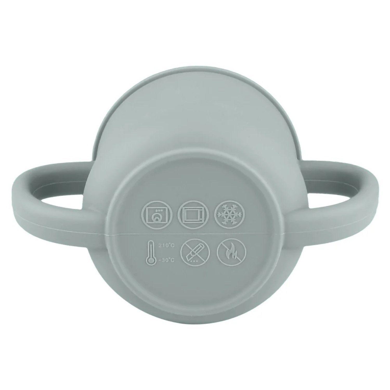 Vaso Silicona 2 en 1 con asas y bombilla 225ml Infanti Gris-2