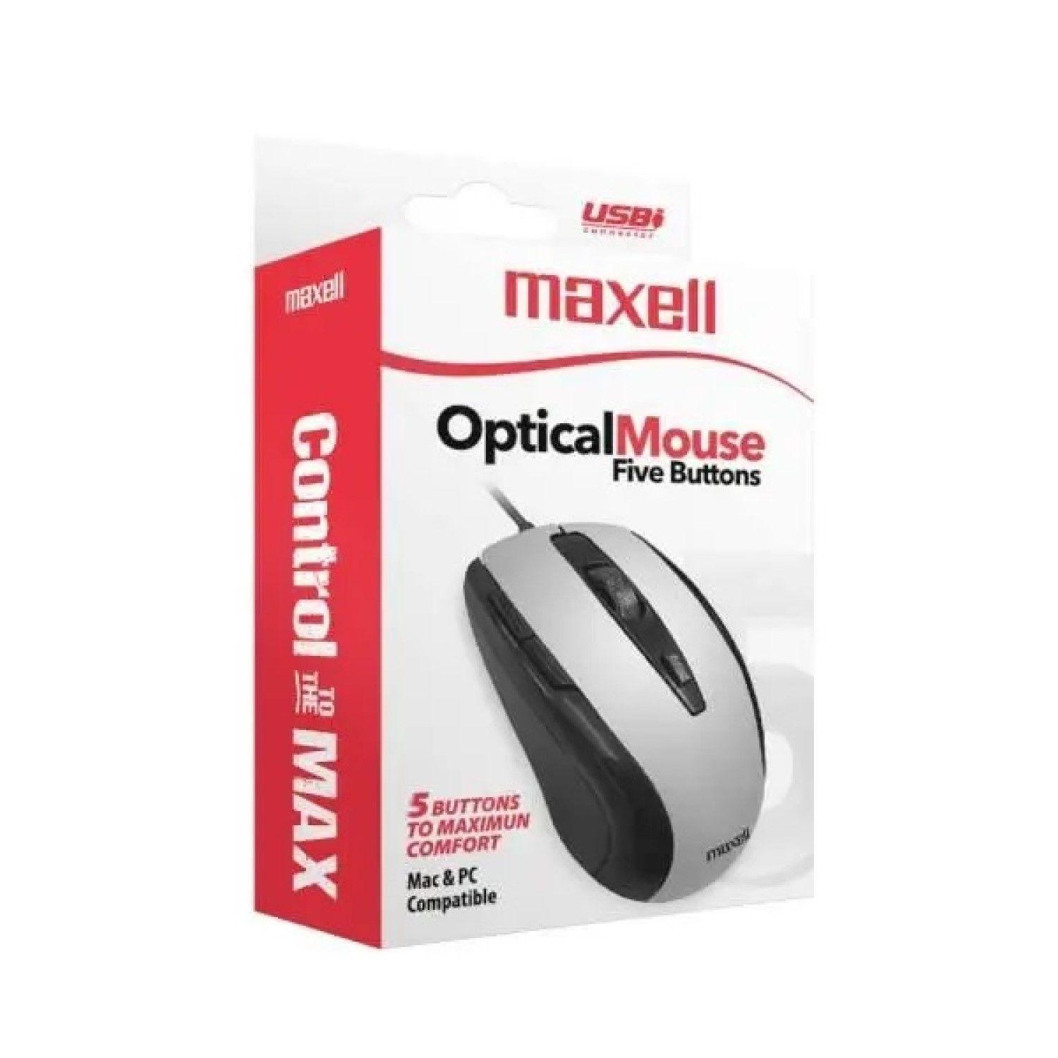 Mouse Óptico 5 Botones Con Cable USB MOWR-105 Maxell Silver-2