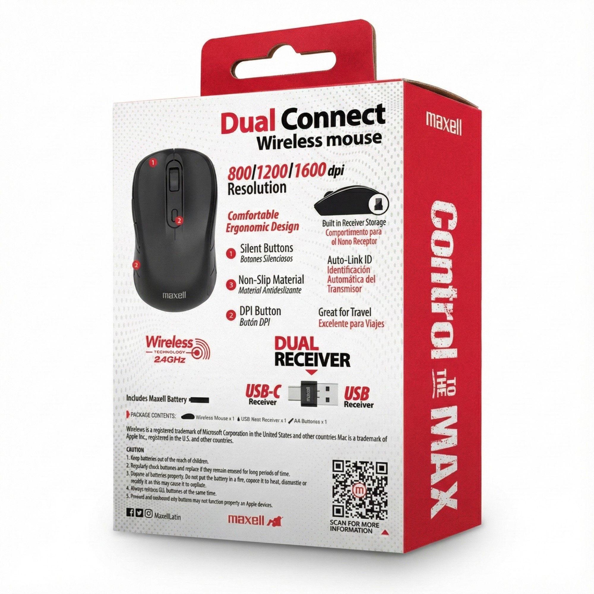 Mouse Inalámbrico Maxell MOWL-350 1600dpi Dual Usb/usb-c-3
