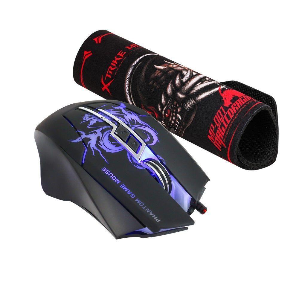 Kit Gamer Mouse Pad Optico 3200dpi Xtrike Me-2