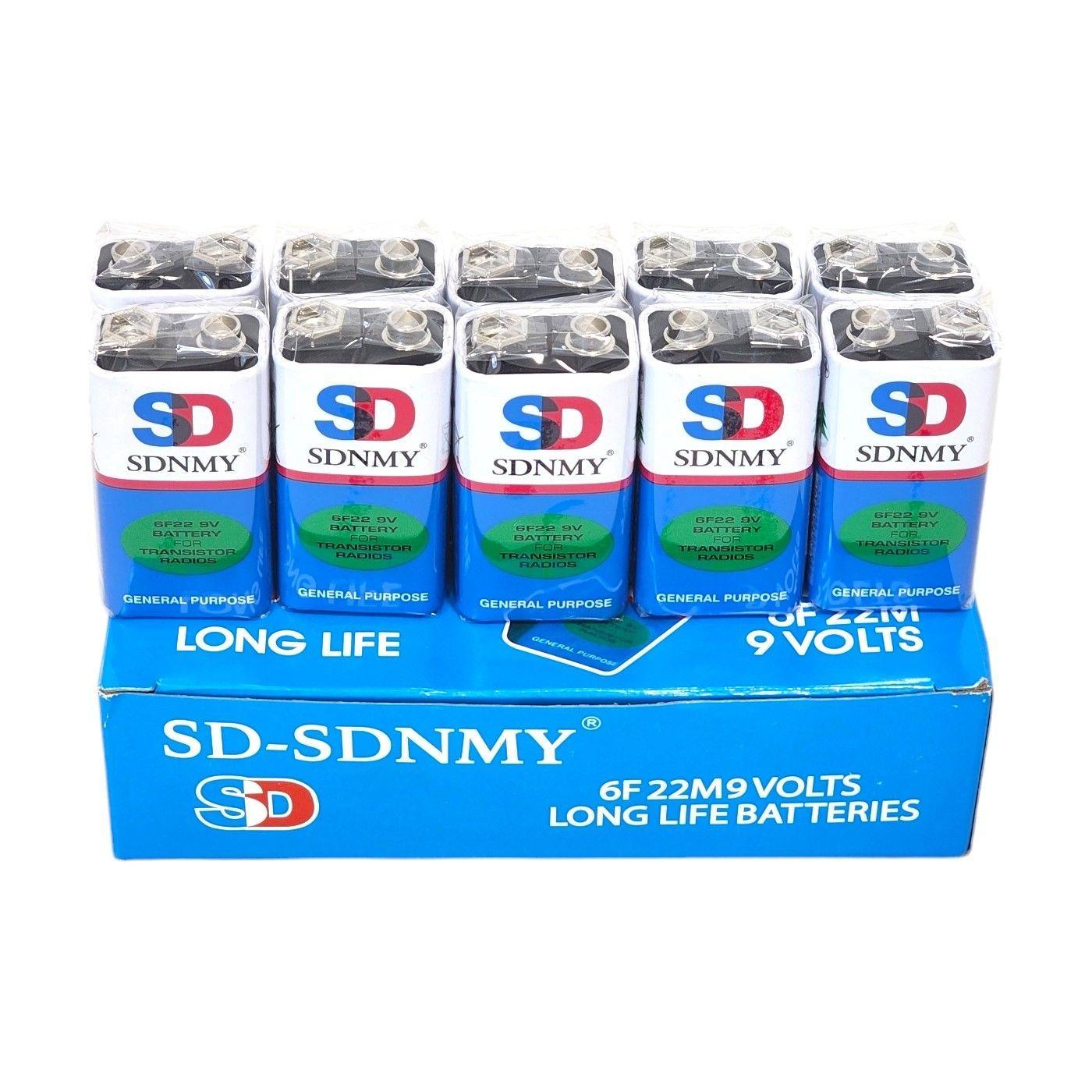 Pack de 10 Baterías 9V SD-SDNMY Long Life 6F22-2