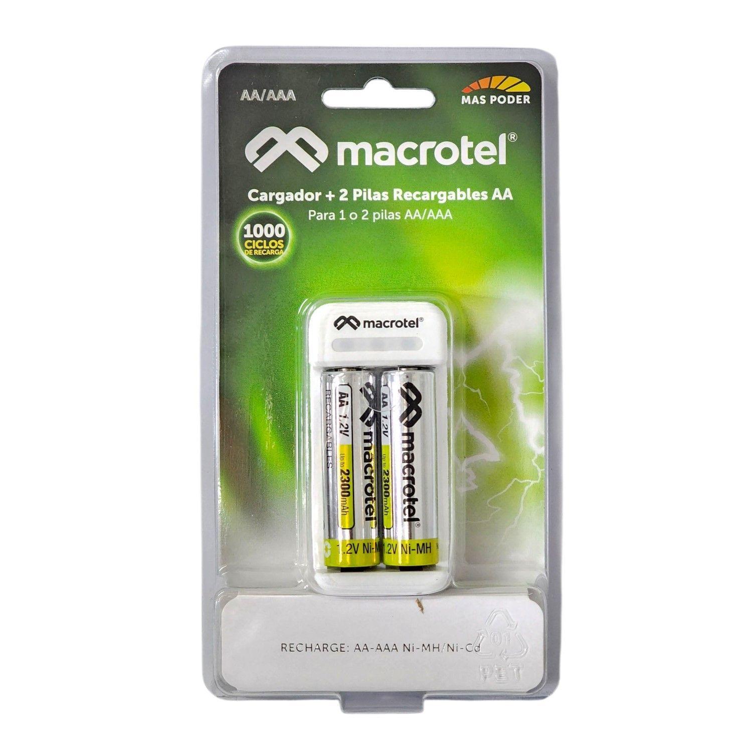 Cargador + 2 pilas AA Micro-USB 2300mha Macrotel-0