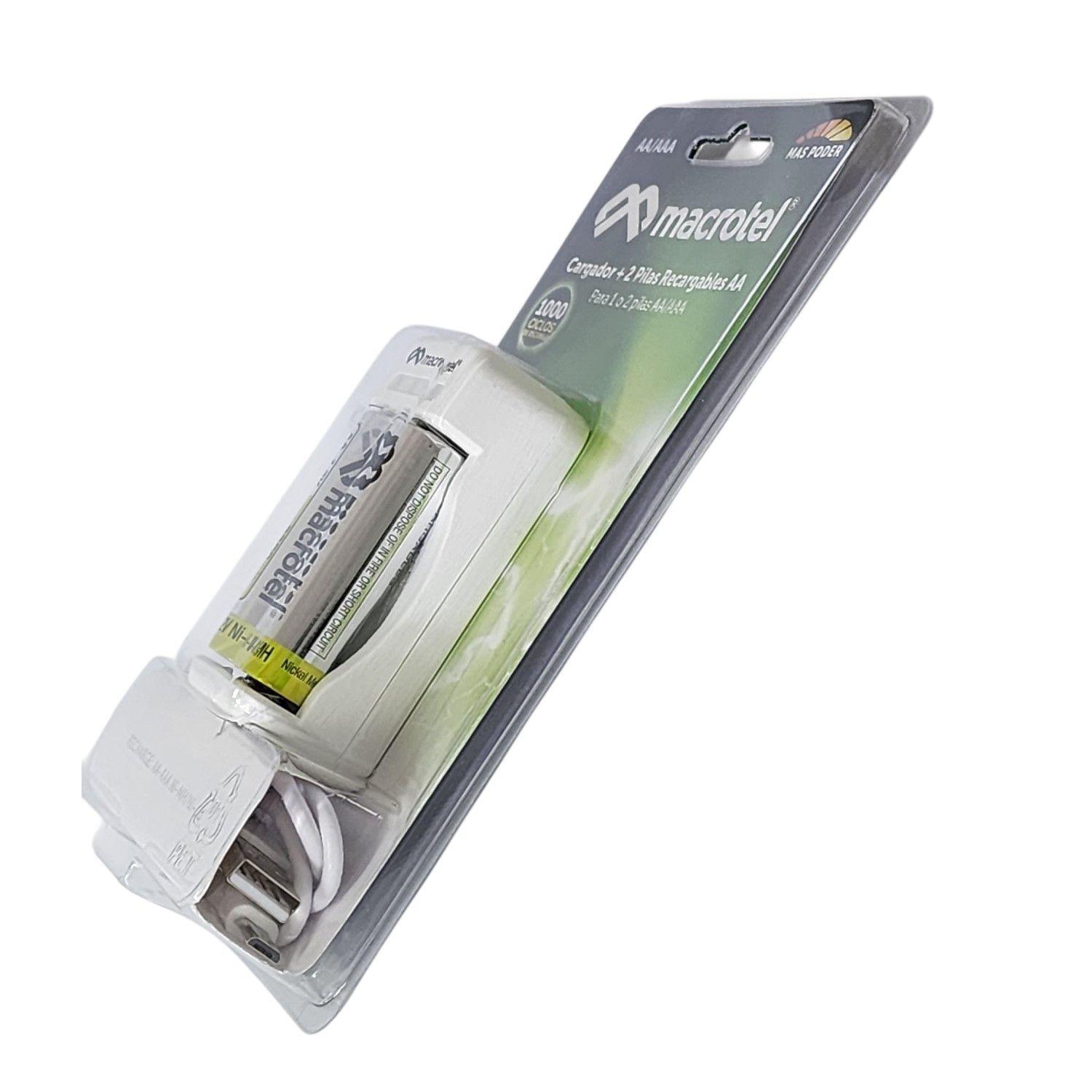 Cargador + 2 pilas AA Micro-USB 2300mha Macrotel-4
