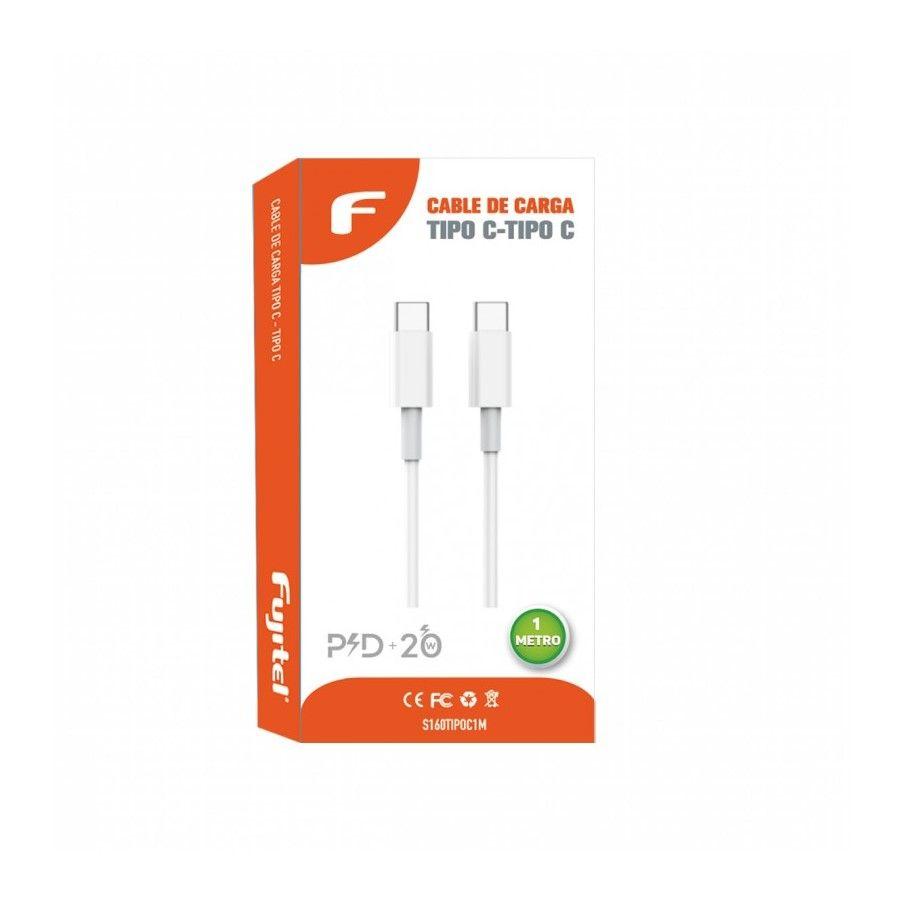 Cable Carga Tipo C a Tipo C Fujtel 1mt Blanco 20w-1