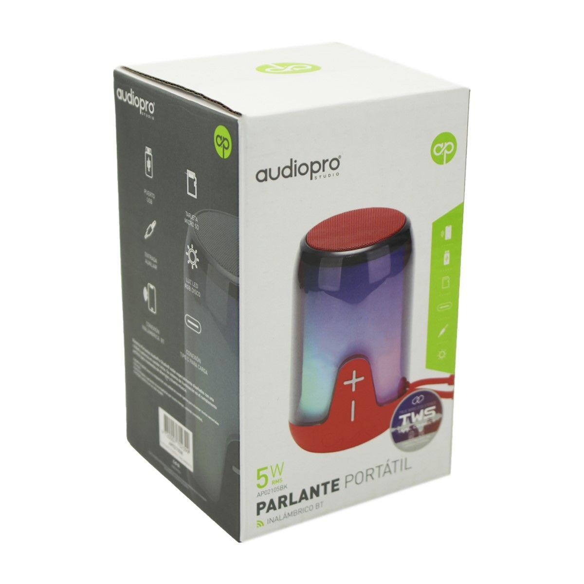 Parlante Portatil BT Led SD/USB/Tipo-C/FM Audiopro AP02105R-2
