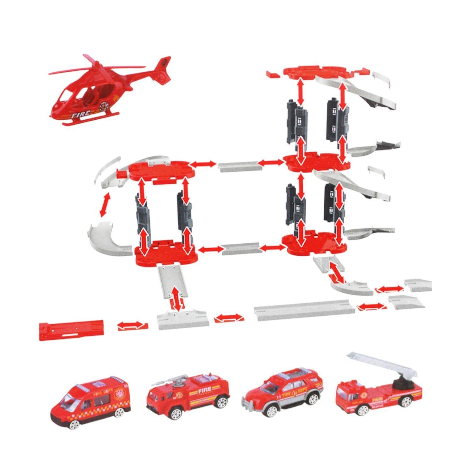 Set Armable Mini Parking Garage de Bombero con Autos DBG1704-2