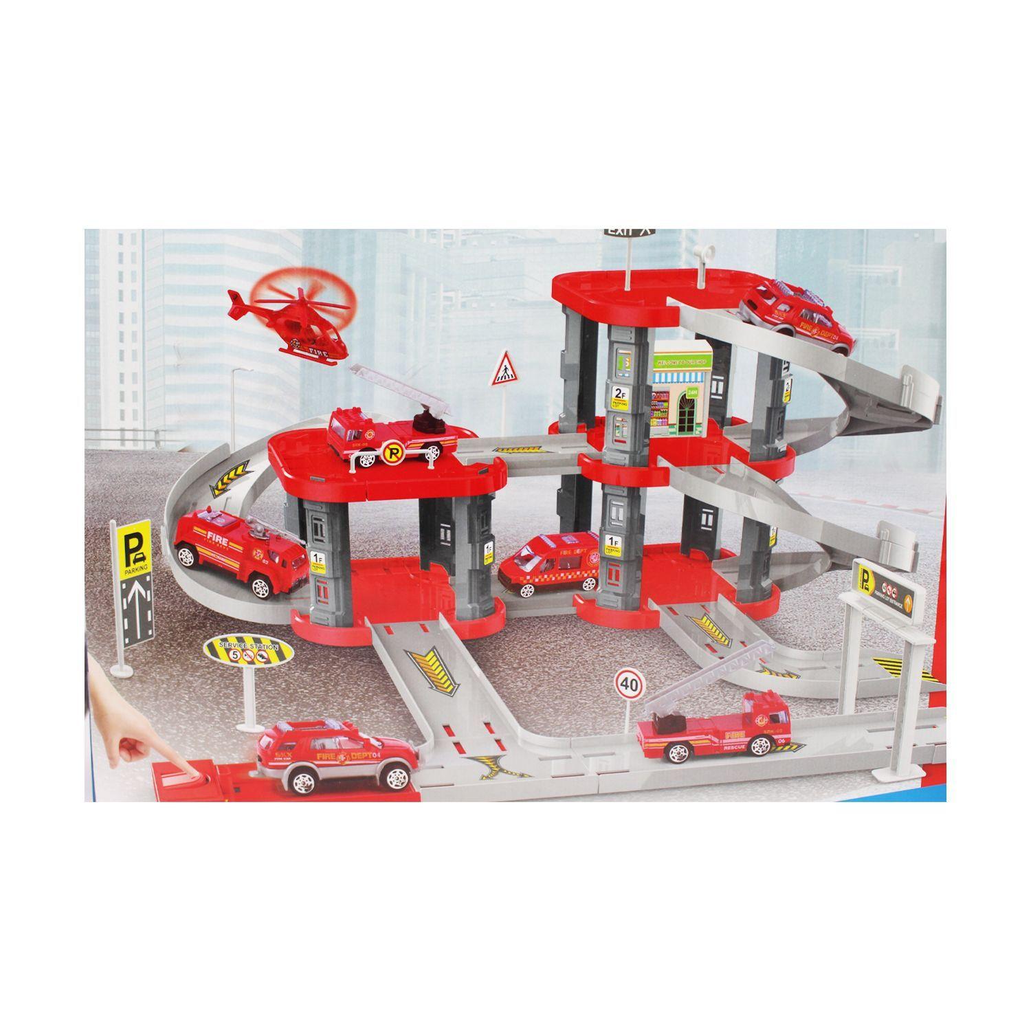 Set Armable Mini Parking Garage de Bombero con Autos DBG1704-4