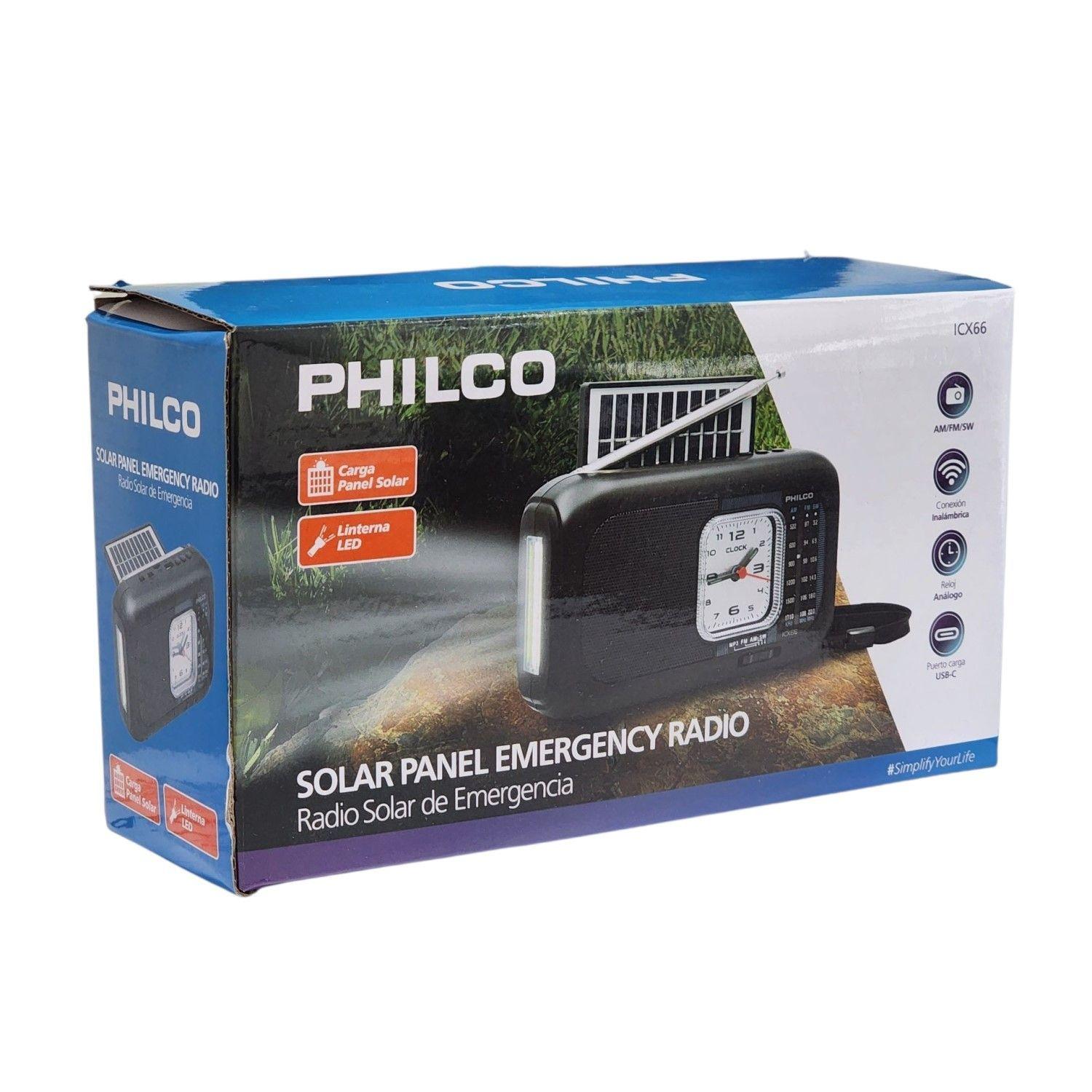 Radio Portátil Recargable con Panel Solar Bt PLCICX66 Philco-5