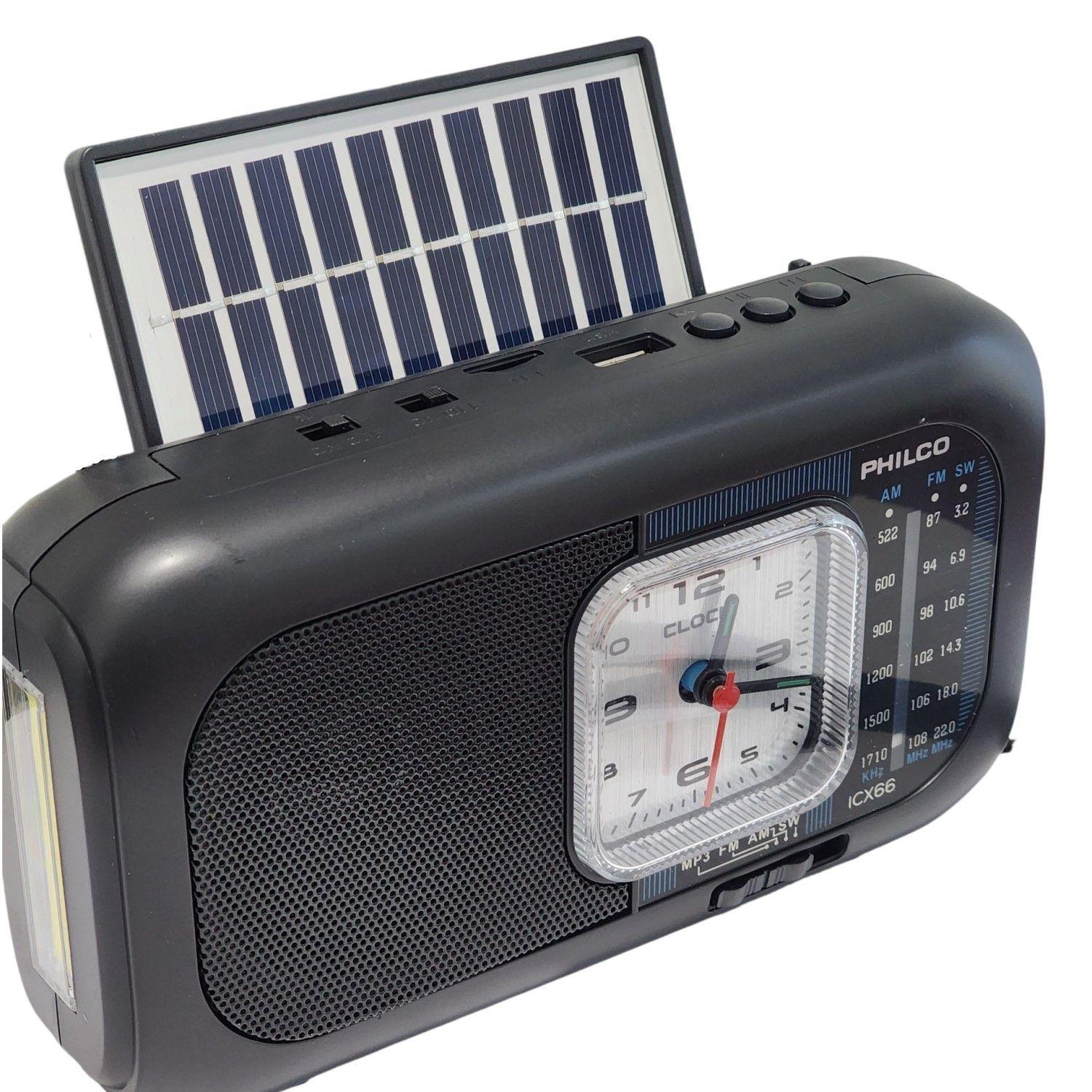 Radio Portátil Recargable con Panel Solar Bt PLCICX66 Philco-7