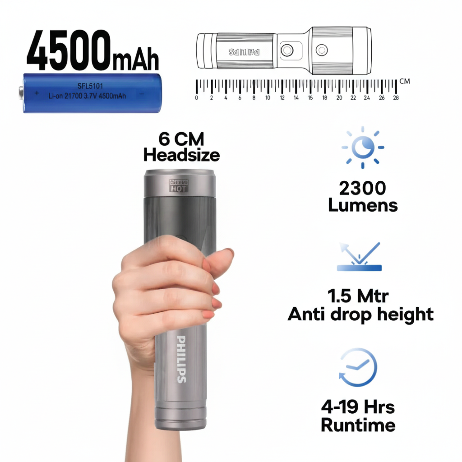 Linterna LED Recargable 2300lm 60W SFL5101 Philips-2