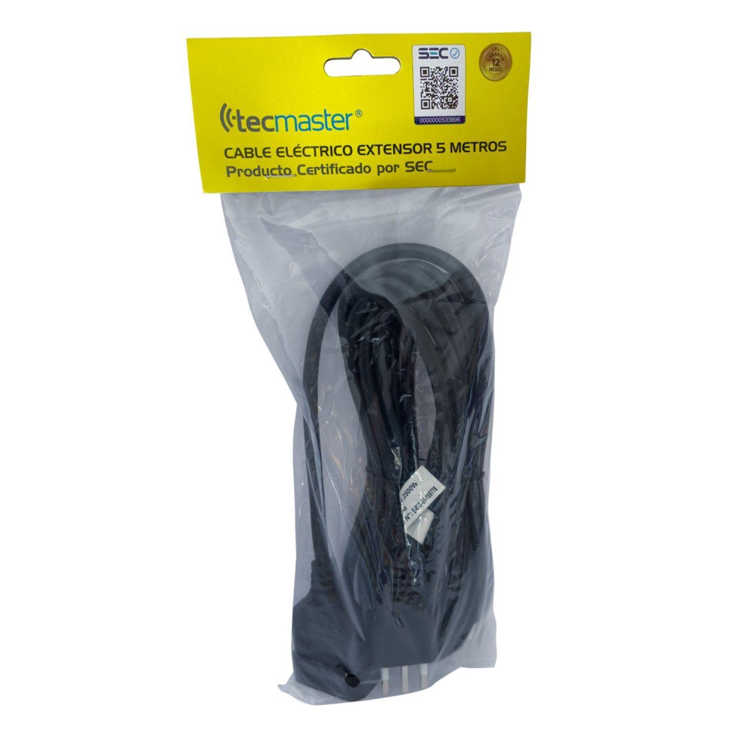 Cable Eléctrico Extensor De 5 Metros TM-800101-bk Tecmaster-2